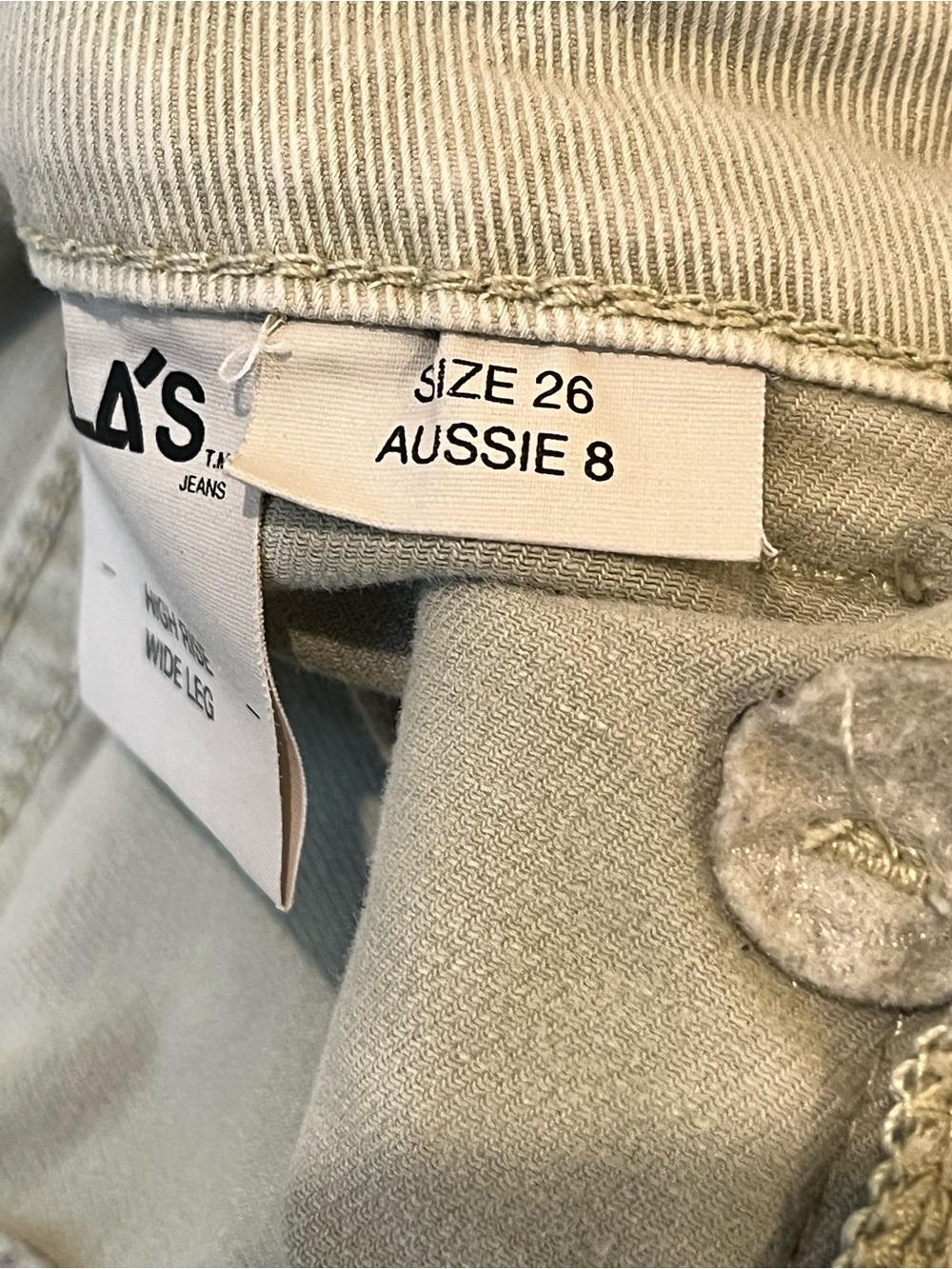 ROLLA'S Wide Leg Jeans in Light Sage Green - Picture 3 of 3